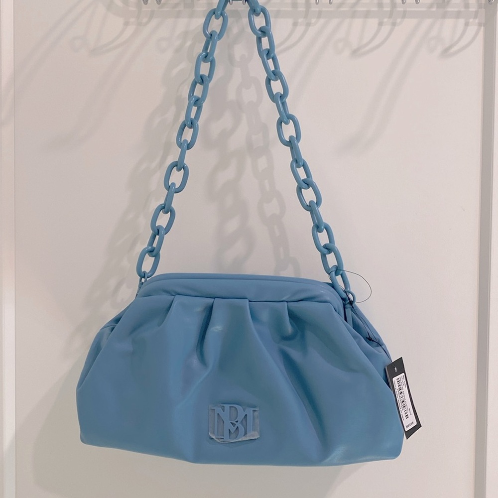 NWT Badgley Mischka Vegan Leather Wrapped Frame Clutch Removable Chain Strap - Picture 4 of 15